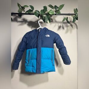 Kids The North Face Navy and Teal Puffer Jacket